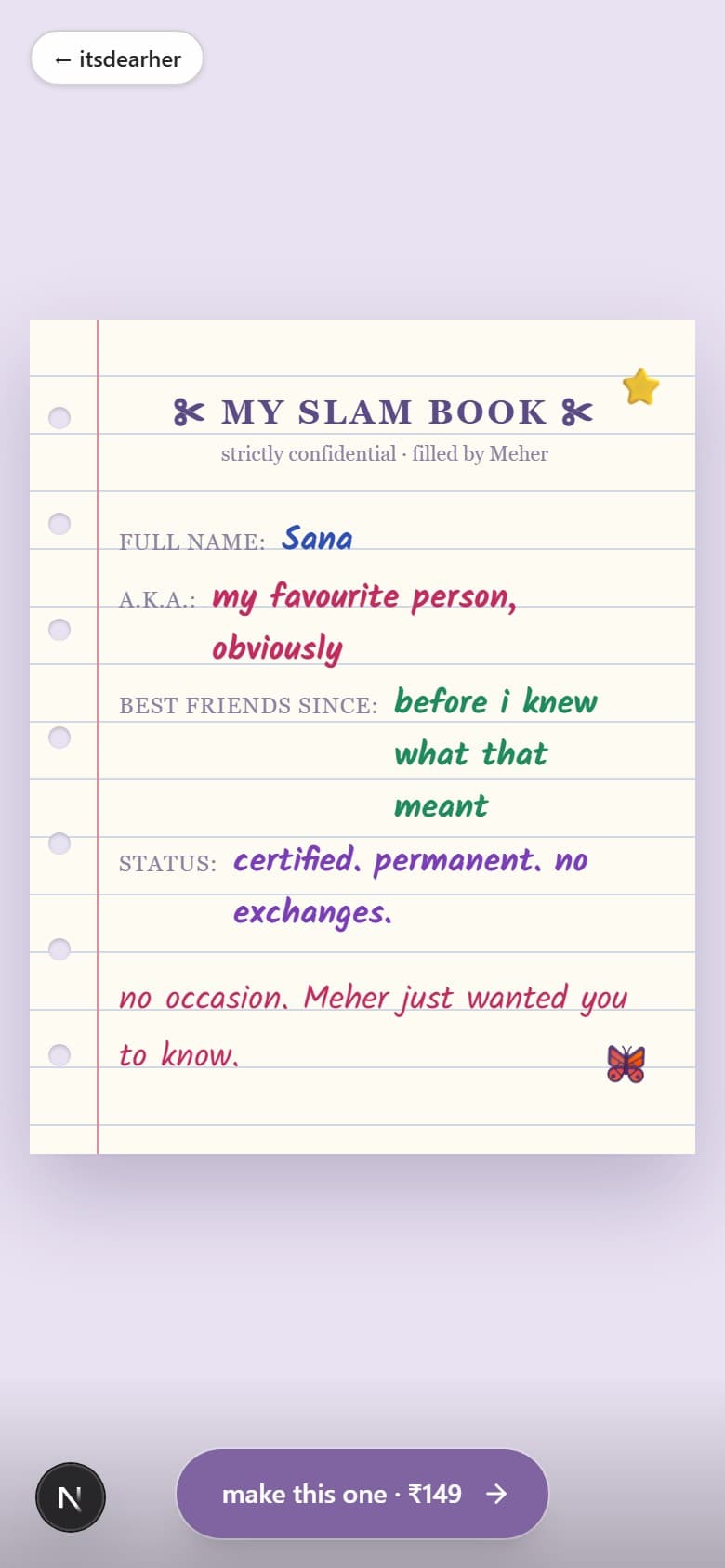 for bestie · the slam book 📓