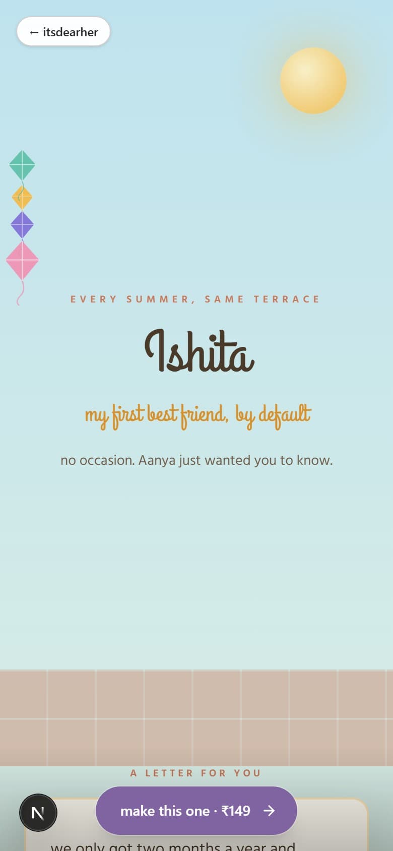 for cousins · summer holidays 🪁